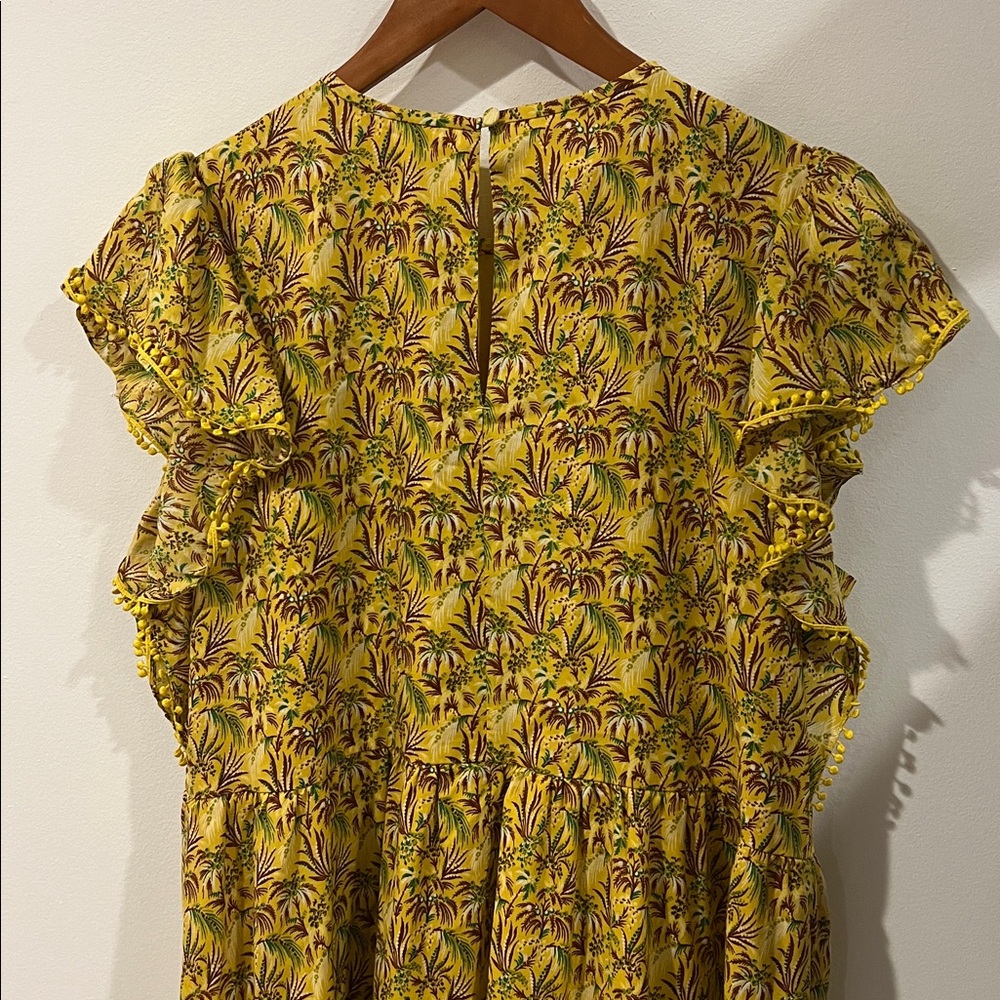 Ann Taylor Palm Tree Ruffle Sleeve Flare Dress SIZE large - Picture 7 of 9